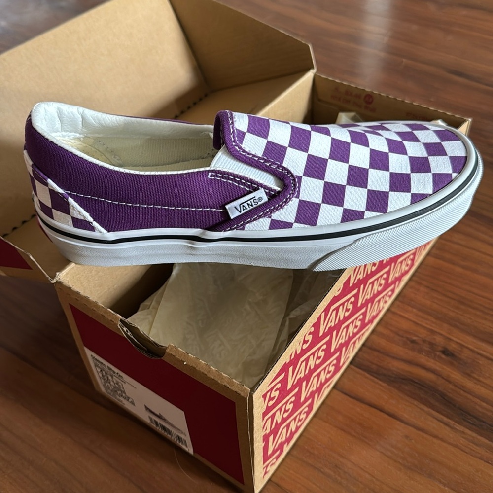 Purple checkered Vans. Women’s size 6.